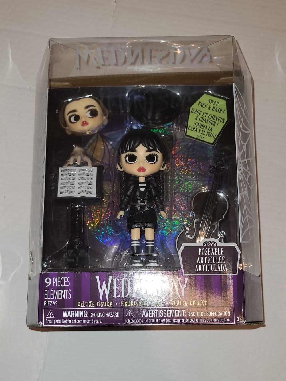 Wednesday Deluxe Poseable Figure Kids Toy - Black & Purple